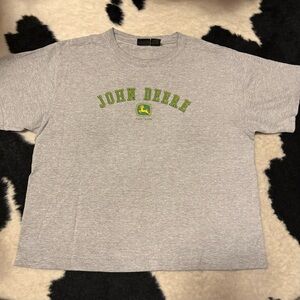 John Deere Heather Gray Tee with Green Logo